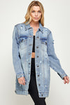 DENIM 3/4 QUARTER JACKETS DISTRESSED WASHED - KIOKO