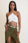 Lace - Up Halter Knit Bralette - KIOKO