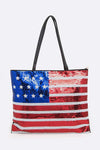 USA Flag Sequin Fashion Tote Bag - KIOKO