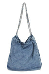 Denim Quilted Large Shoulder Bag - KIOKO