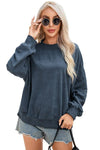 Women Drop Shoulder Crew Neck Pullover Sweatshirt - KIOKO