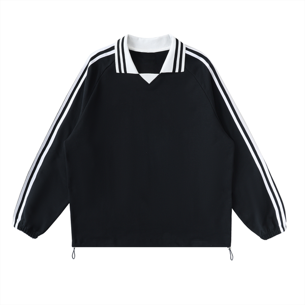 Dean's List Contrast Striped Lapel Collar Sweatshirt