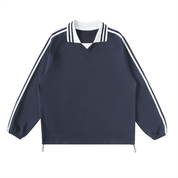 Dean's List Contrast Striped Lapel Collar Sweatshirt