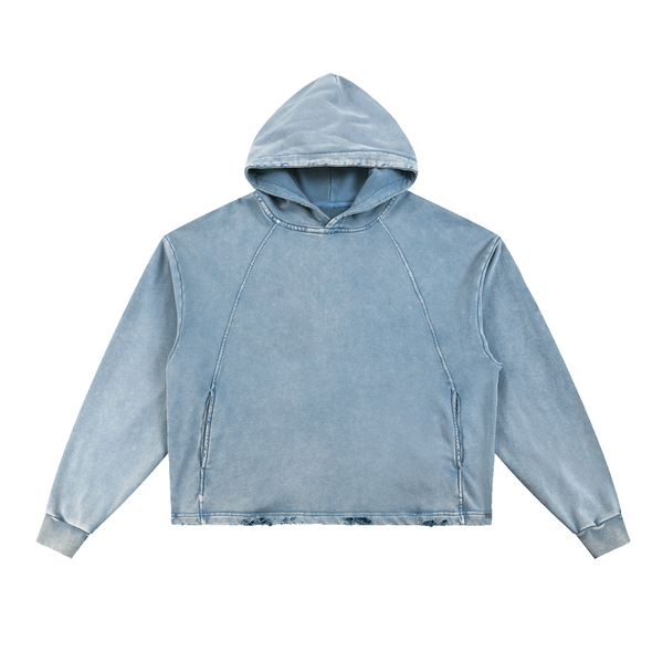 Undone Vintage Washed Frayed-Hem Hoodie