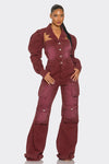 Bordeaux Edge Jumpsuit KIOKO Clothing Company