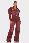 Bordeaux Edge Jumpsuit KIOKO Clothing Company Front3