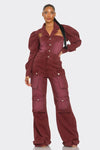 Bordeaux Edge Jumpsuit KIOKO Clothing Company Front