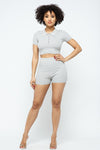 Collar Crop Top + Shorts Set - KIOKO