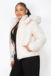 Insulated Zip-up Faux Fur Hooded Jacket - KIOKO