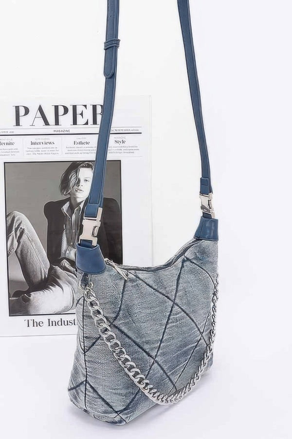 Cause A Scene 3-in-1 Washed Denim Crossbody Handbag - KIOKO