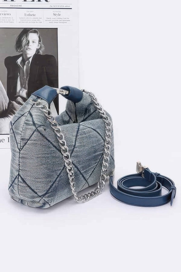 Cause A Scene 3-in-1 Washed Denim Crossbody Handbag - KIOKO