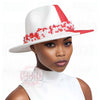 Delta Luxe Pearl-Adorned Red & White Fedora