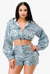 Denim Daze Sequin Hoodie Set - KIOKO