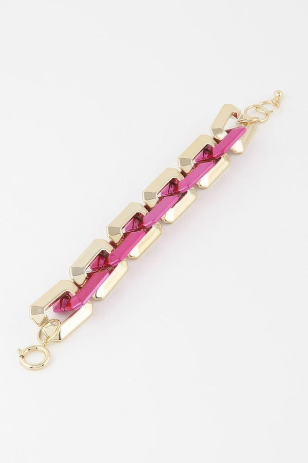 Don't Clock Me Two Toned Link Chain Bracelet - KIOKO