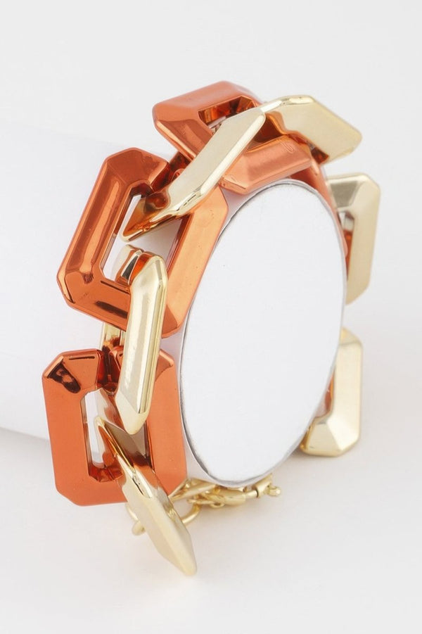 Don't Clock Me Two Toned Link Chain Bracelet - KIOKO