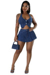 KIOKO Illusions Denim Shorts Set