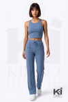 Miss Understood Ribbed Tank Top And Pant Set Blue - KIOKO