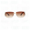 Mocha Luxe Rimless Temple Sunglasses