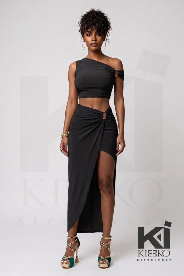 Poppin In Prague Crop Top & Maxi Skirt Set - KIOKO