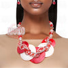 Red & White Beaded Necklace Set