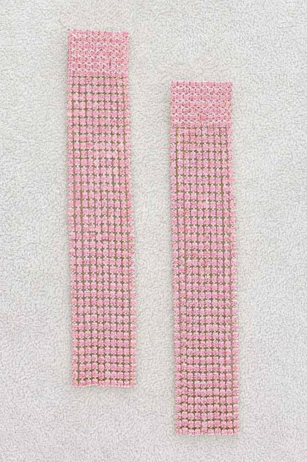 She Got Motion Rhinestone Curtain Drop Earrings - KIOKO
