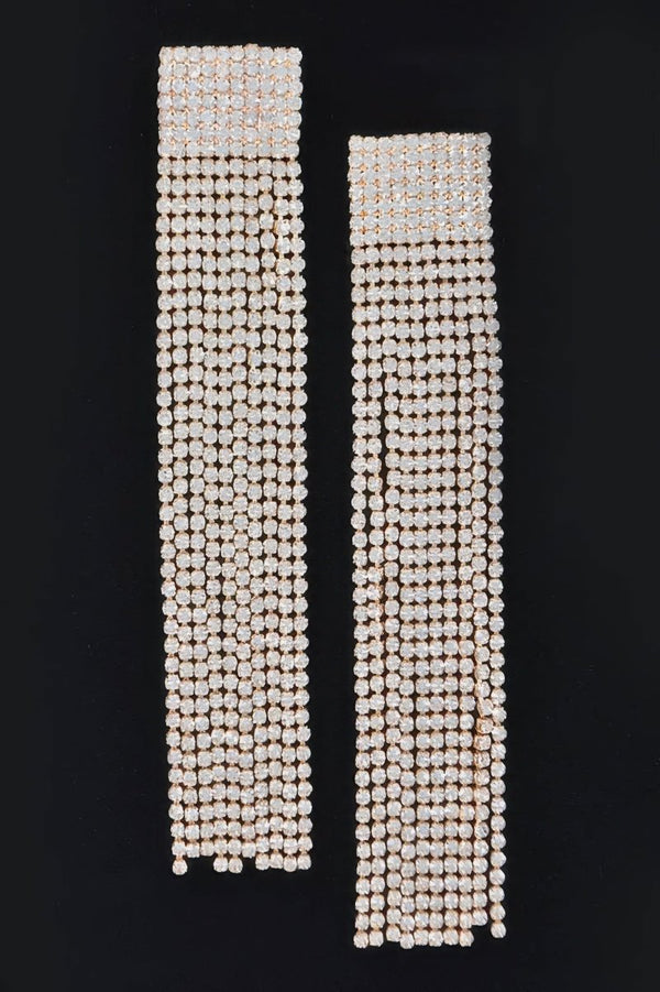 She Got Motion Rhinestone Curtain Drop Earrings - KIOKO
