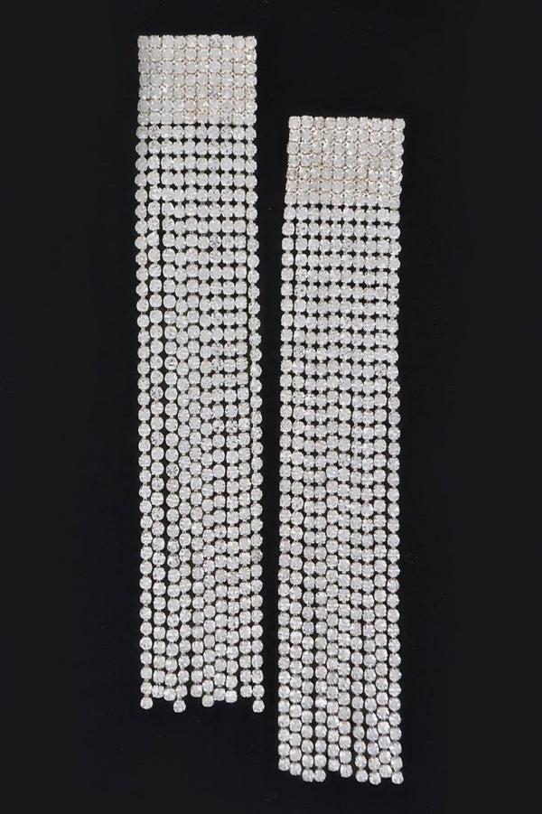 She Got Motion Rhinestone Curtain Drop Earrings - KIOKO