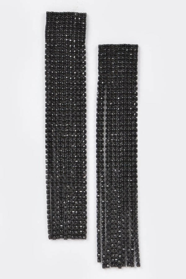 She Got Motion Rhinestone Curtain Drop Earrings - KIOKO