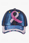 Shimmering Hope Pink Ribbon Denim Cap - KIOKO