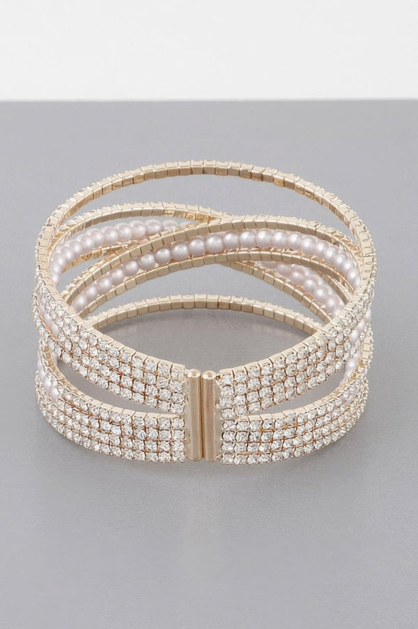 Talk Heavy Cross Jewel Cuff Bracelet - KIOKO