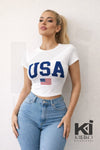 USA Fitted Crop Top T-Shirt - KIOKO