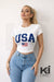 USA Fitted Crop Top T-Shirt - KIOKO