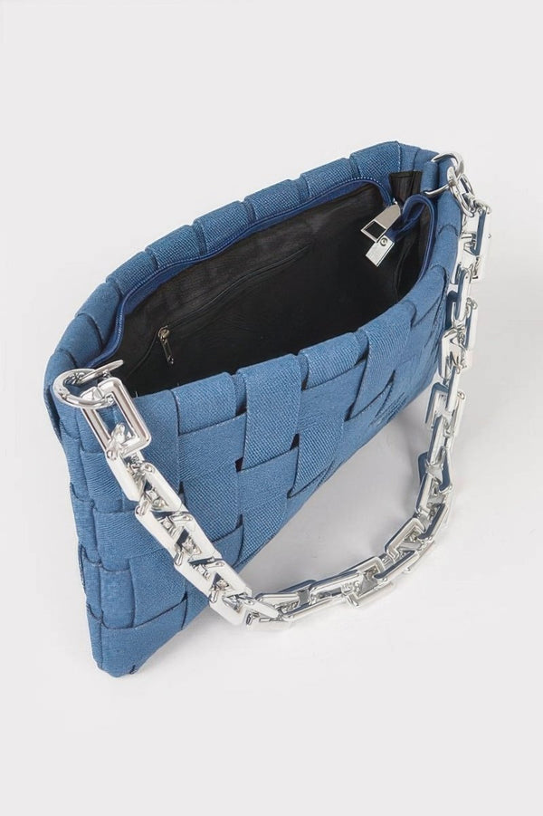Uptown Outlaw Denim Braided Shoulder Bag - KIOKO