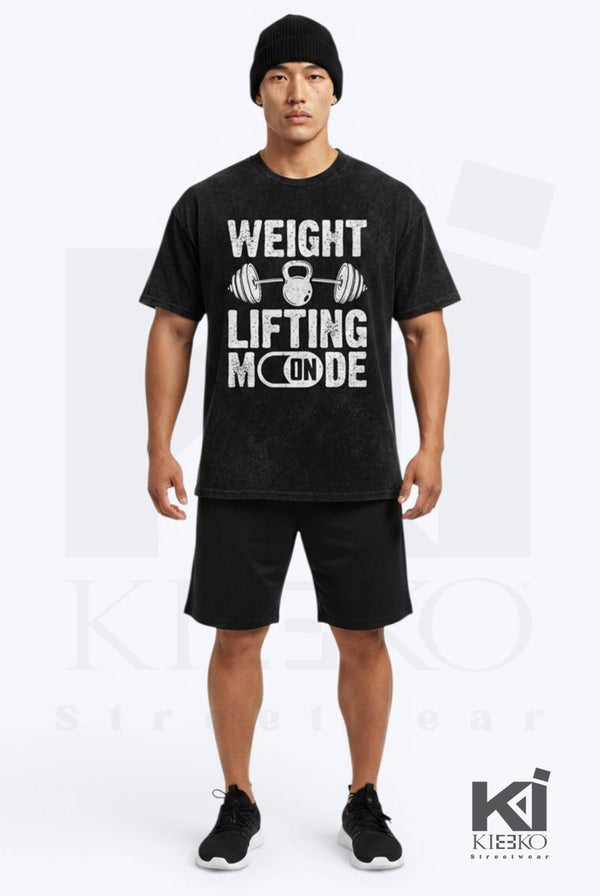 Weight Lifting Mode Mineral Washed Gym Tee - KIOKO