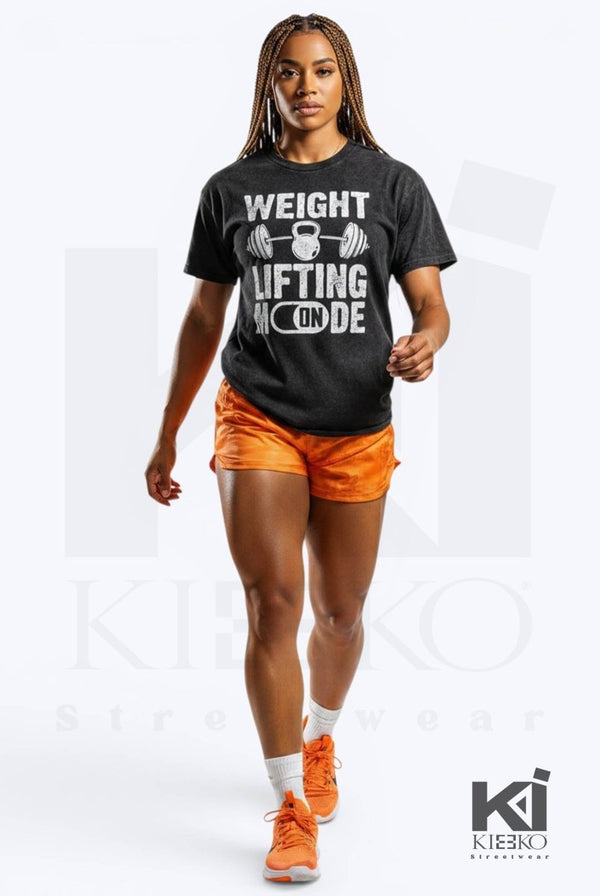 Weight Lifting Mode Mineral Washed Gym Tee - KIOKO