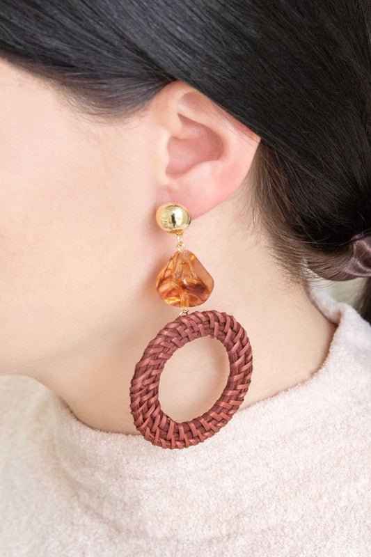 Amber Wicker Drop Earrings - KIOKO