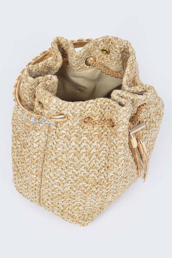 Bronzyn Straw Bucket Handbag - KIOKO
