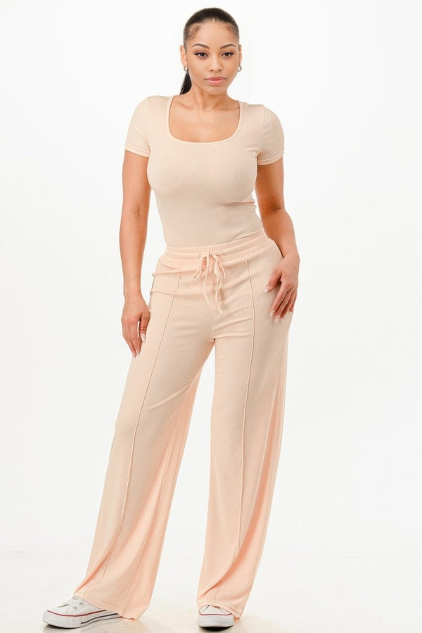 Chylla Ribbed Pants Set - KIOKO