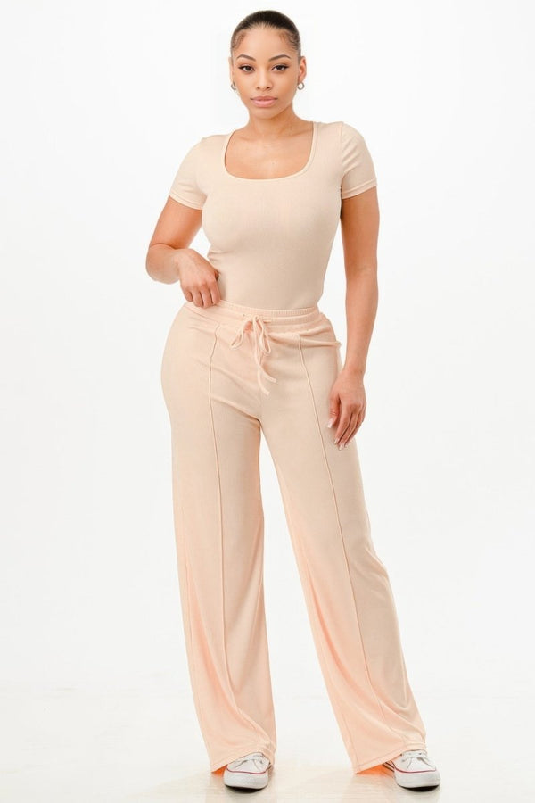 Chylla Ribbed Pants Set - KIOKO