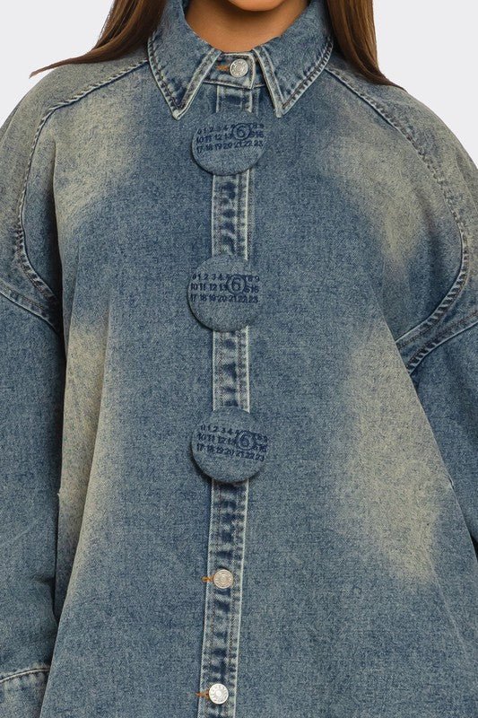 City Bleeds Blue Oversized Denim Shacket - KIOKO