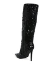 Sitarah Sequin Embellished Stiletto Long Boots - KIOKO