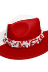 Delta Luxe Pearl - Adorned Red & White Fedora - KIOKO