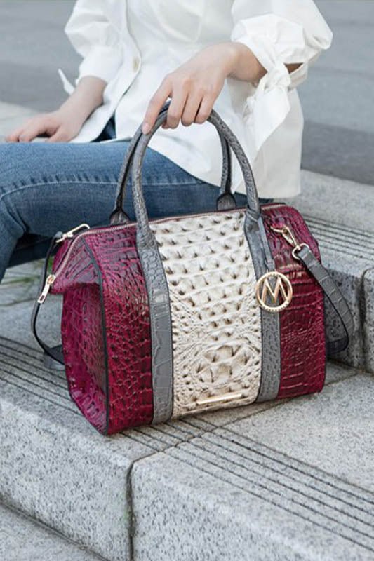 Ember Faux Croc - Embossed Satchel - KIOKO