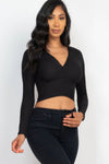 Euphoria Wrap Front Long Sleeve Crop Top - KIOKO
