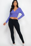 Euphoria Wrap Front Long Sleeve Crop Top - KIOKO
