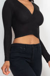 Euphoria Wrap Front Long Sleeve Crop Top - KIOKO