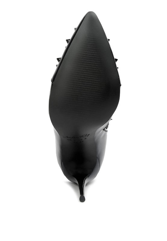 Forbidden Gold Stud Stiletto Calf Boots - KIOKO