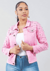 Founder's Glow Pearl Denim Jacket - Pink - KIOKO