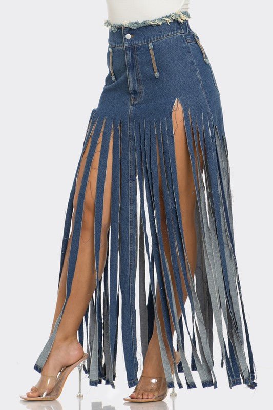 Fringe Affair Denim Skirt - KIOKO
