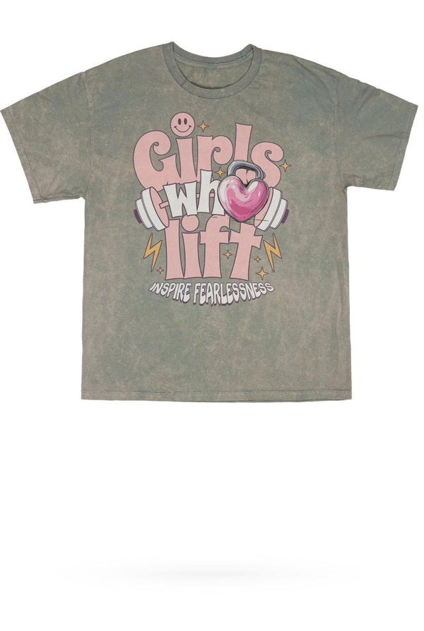 Girls Who Lift Mineral Wash Gym Tee - KIOKO